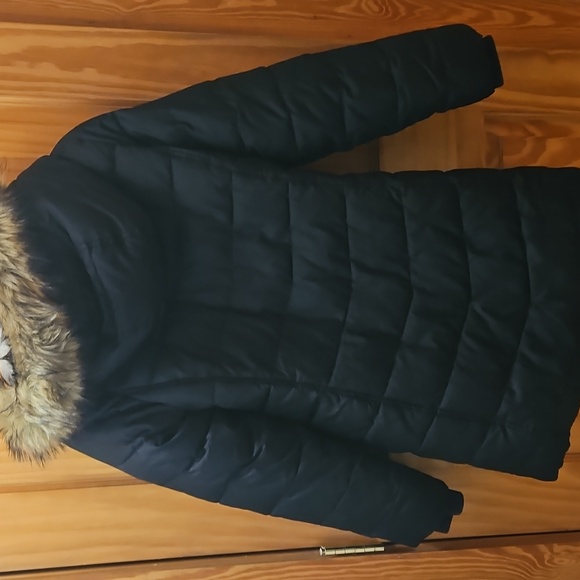 Lands' End Quilted Black Hooded Jacket - Picture 5 of 7